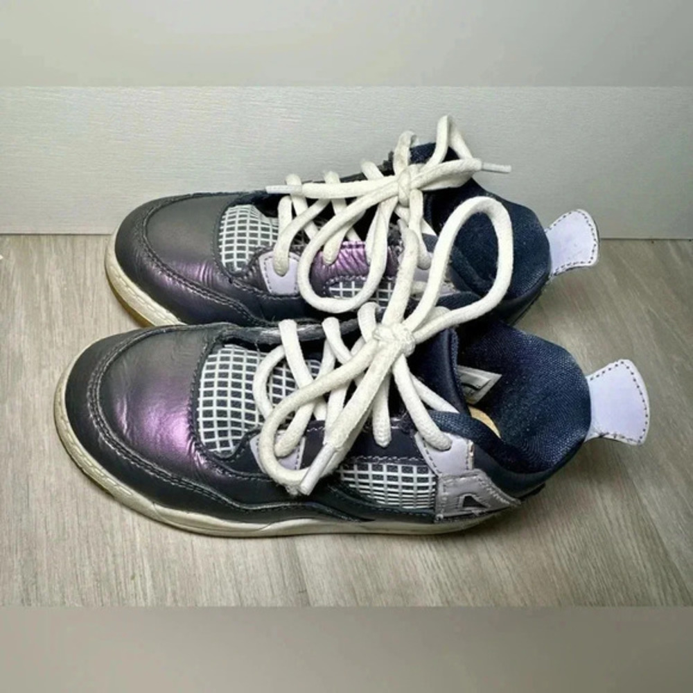 Kids Jordan 4 Retro TD Toddler Shoes Black Light Purple White Size 10C - Picture 8 of 8